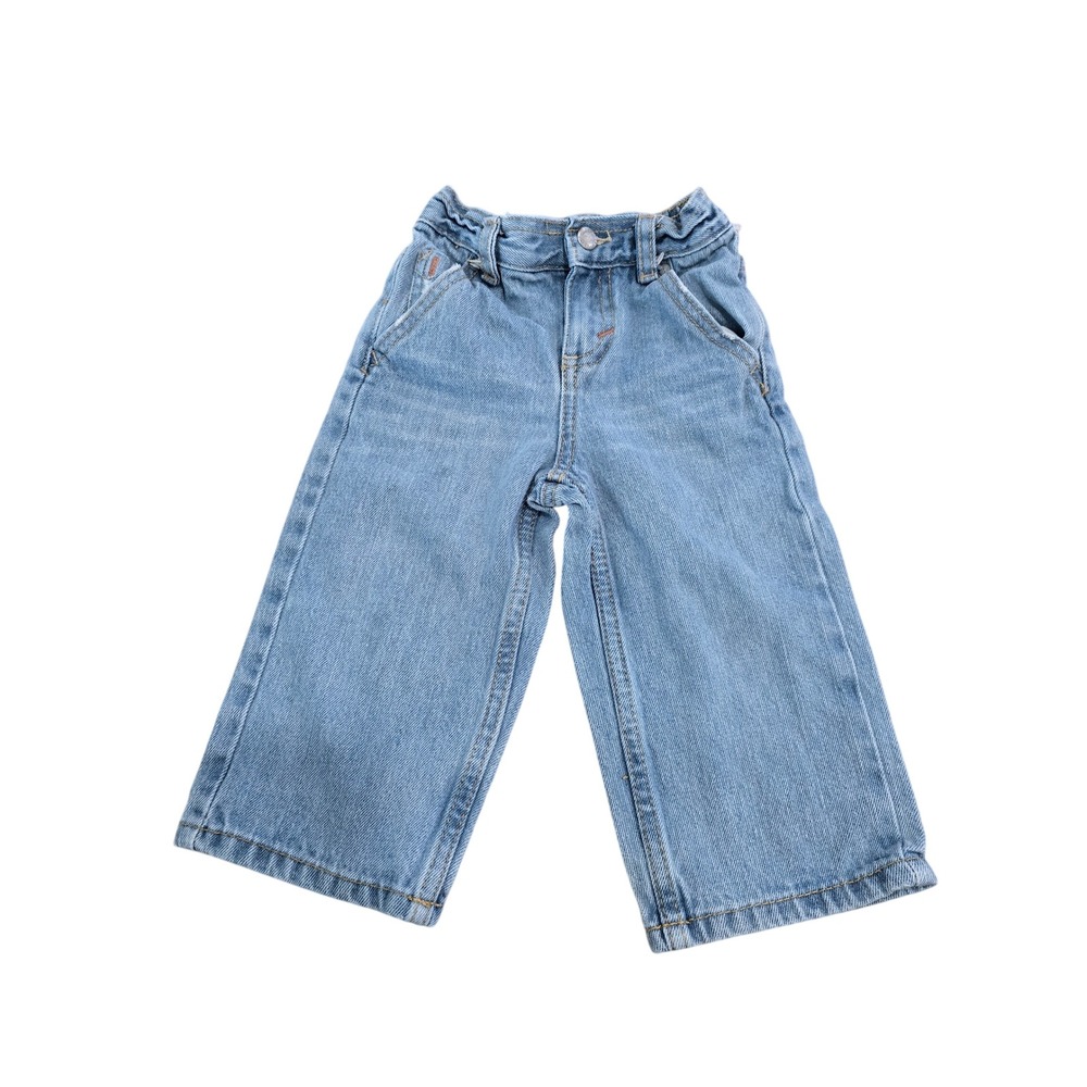 Genuine Kids OshKosh Denim Wide Leg Jeans Elastic Waist Kids Size 18‎ Months